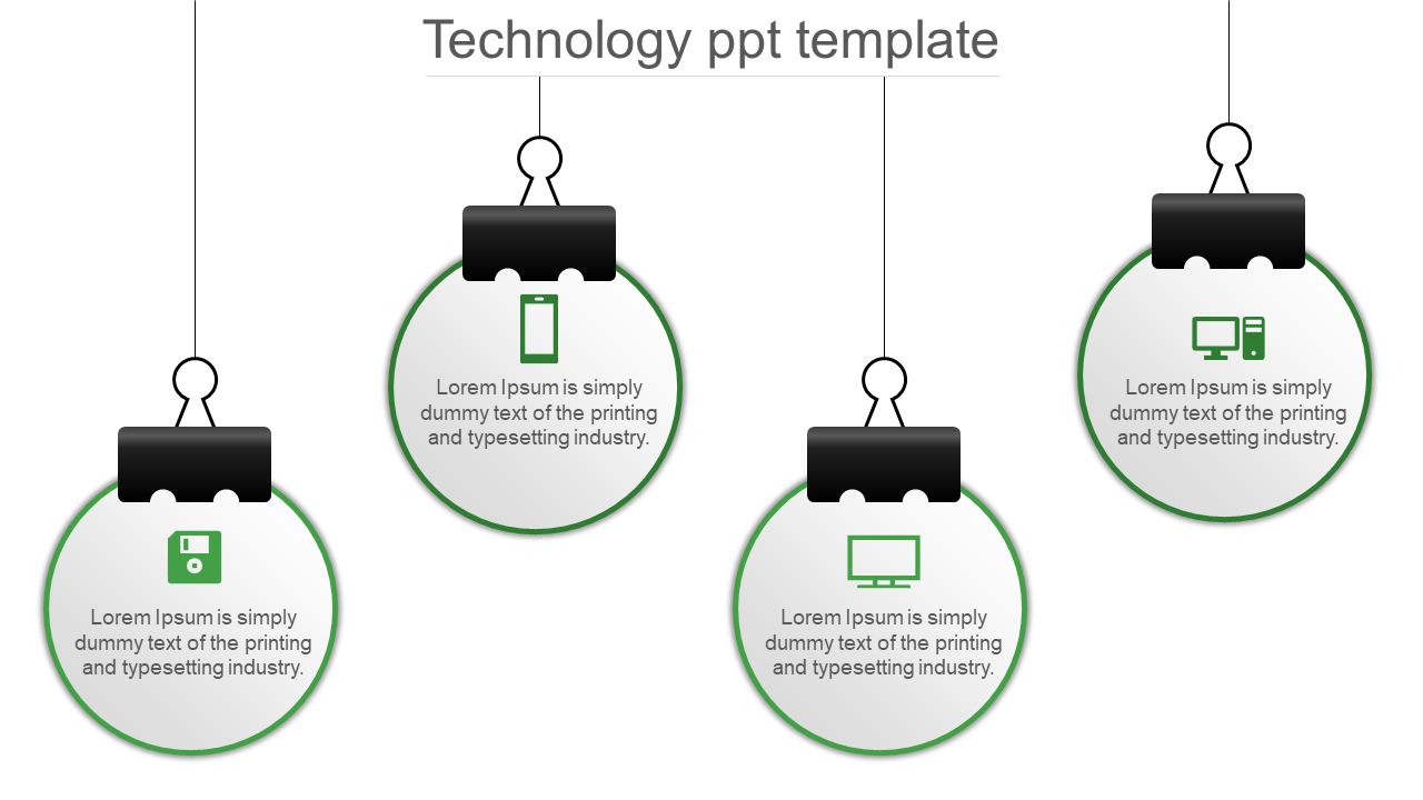 technology ppt template-green